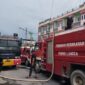 Mobil Water Cannon milik brimob Aramiyah ikut membantu memadamkan api 