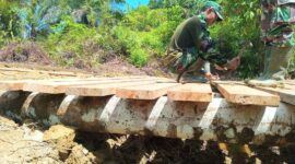 Satgas TMMD Reguler  ke 112 Kodim 0115/Simeulue kerjasama pembangunan jembatan 