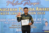 Raja Syahputra SE, MM.,  salah seorang tokoh pemuda yang mendapat Anugerah Pemuda Award dari KNPI Langsa.