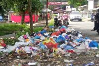 Sampah limbah rumah tangga dibuang sembarangan menimbulkan bau menyengat menganggu warga sekitar .