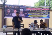 Anggota Komisi III DPR RI, Dr.H.M.Nasir Djamil M.Si., saat memberikan materi kepada peserta sosialisasi berkendara 