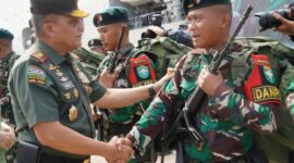 Pangdam IM sambut kepulangan 450 prajurit Raider Khusus 111/KB di pelabuhan Krueng Geukueh, Lhokseumawe.