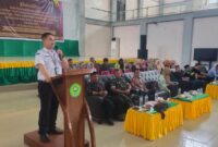 Kepala Sekretariat KIP Langsa H.Muhammad Dahlan S.Sos.I., saat memberikan sambutan pada acara pelantikan KPPS