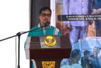 Pj Walikota Langsa Dr. Syaridin, S.Pd, M.Pd menyampaikan sambutan sekaligus membuka acara Jambore Kader PKK.