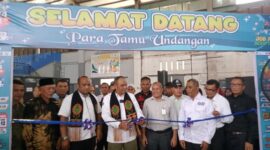 Pj Bupati Aceh Timur, Amrullah M Ridha pada acara pembukaan Kegiatan Aceh Timur Job Fair Tahun 2024, di Idi Sport Center (ISC) kabupaten Aceh Timur.