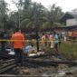 Satu unit rumah kontruksi kstu ludes terbakar di Gampong Meunasah Rambot , Lhoksukon, Aceh Utara 