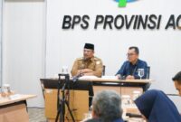 Pj Gubernur Aceh, Dr. H. Safrizal Z. A., M.Si., yang diwakili  Asisten Perekonomian dan Pembangunan Setda Aceh, Ir. Zulkifli, membuka kegiatan Rilis Berita Resmi Statistik yang diselenggarakan oleh Badan Pusat Statistik (BPS) Provinsi Aceh, Senin 2/12/2204.
