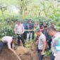 Polisi dan Waga sedang menggali mayat dalam drum yang terkubur di kebun kopi 