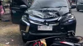 Satu unit Pajero mengalami laka lantas dengan sepeda motor di Cot Gapu, Bireuen 