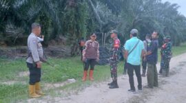 Camat Indra Makmu Irwansyah Panjaitan bersama Forkopimcam lainnya berada di TKP perangkap harimau yang telah diselubungi 