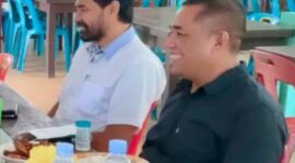 Gubernur Aceh terpilih Muzakkir Manaf (kiri) ngopi bareng bersama Ketua IMI Kota Langsa Dalem Syukri ST.