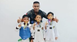 Empar orang Atlet Bhayangkara Taekwondo Presisi Club Kota Banda Aceh dibawah asuhan dan pelatih Aipda T. Raja Azhari Bhabinkamtibmas Gampong Keuramat Polsek Kuta Alam Polresta Banda Aceh berhasil meraih tiga medali emas dan satu perunggu, Kamis (6/02/25).