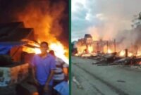 poto Lokasi peristiwa kebakaran pasar lamno Jaya, Kab Aceh Jaya, 30/04/2025. 