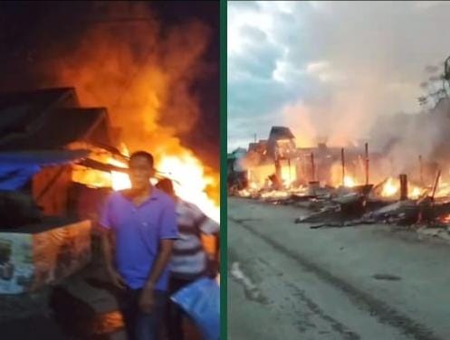 poto Lokasi peristiwa kebakaran pasar lamno Jaya, Kab Aceh Jaya, 30/04/2025. 