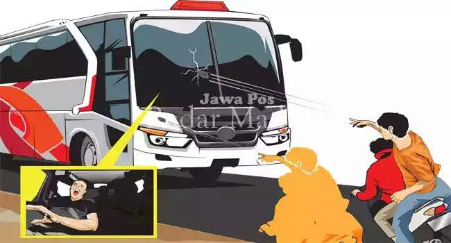 Dok : Jawapos, foto ilustrasi pelemparan bus.