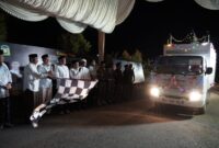 Wakil Bupati Aceh Besar, Drs Syukri A Jalil, melepas rombongan pawai takbir dalam rangka menyemarakkan malam Idul Adha 1446 Hijriah di pelataran Masjid Agung Al-Munawwarah, Kota Jantho, Kamis (5/6/2025) malam.