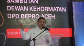 Wagub Aceh menyampaiakn kata sambutan dengan harapan Bepro dapat menjadi mitra strategis Pemerintah Aceh dalam mengadvokasi berbagai kepentingan masyarakat tingkat lokal maupun tingkat nasional. Jumat 20/06/2025