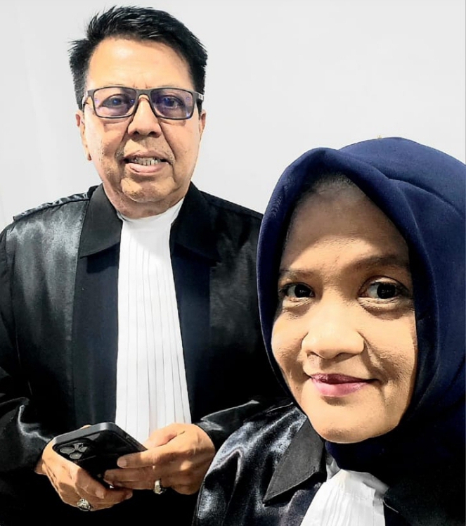 H.Hasan Basri SH MH bersama Dian Yuliani SH dari Kantor Hukum Hasan Basri & Rekan dari Kota Langsa