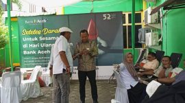 Kepala BAS Cabang Langsa T Muhammad Andika Putra ( Baju Batik) disela giat Perayaan HUT ke 52 BAS 