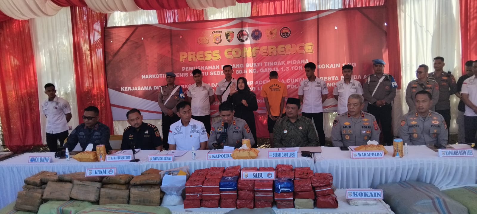 Bupati dan Kapolres Gayo Lues Hadiri Pemusnahan Narkoba di Polda Aceh
