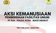 Polri Bersama PLN dan Masyarakat Gotong Royong Bersihkan Fasilitas Kesehatan Pasca Bencana di Aceh