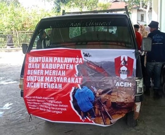 DPD GMNI) Provinsi Aceh menyalurkan bantuan kemanusiaan berupa Palawija kepada masyarakat korban banjir dan longsor di Kabupaten Aceh Tengah, Rabu (24/12/2025).