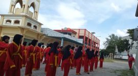 salah seorang kader tapak suci putera Muhammadiyah bernama Megawati sedang latihkan atlit Pencak Silat (Tapak Suci). Minggu 18/01/2026.