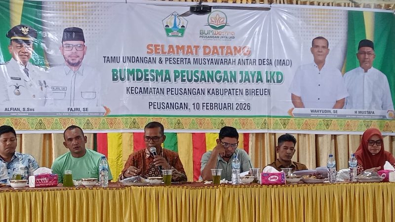 Musyawarah Antar Desa (MAD) Tahun Buku 2025 sekaligus pembahasan Rencana Kerja Tahun anggaran 2026. Kegiatan tersebut berlangsung di Aula Kantor Camat Peusangan. Selasa, 10 Februari 2026,